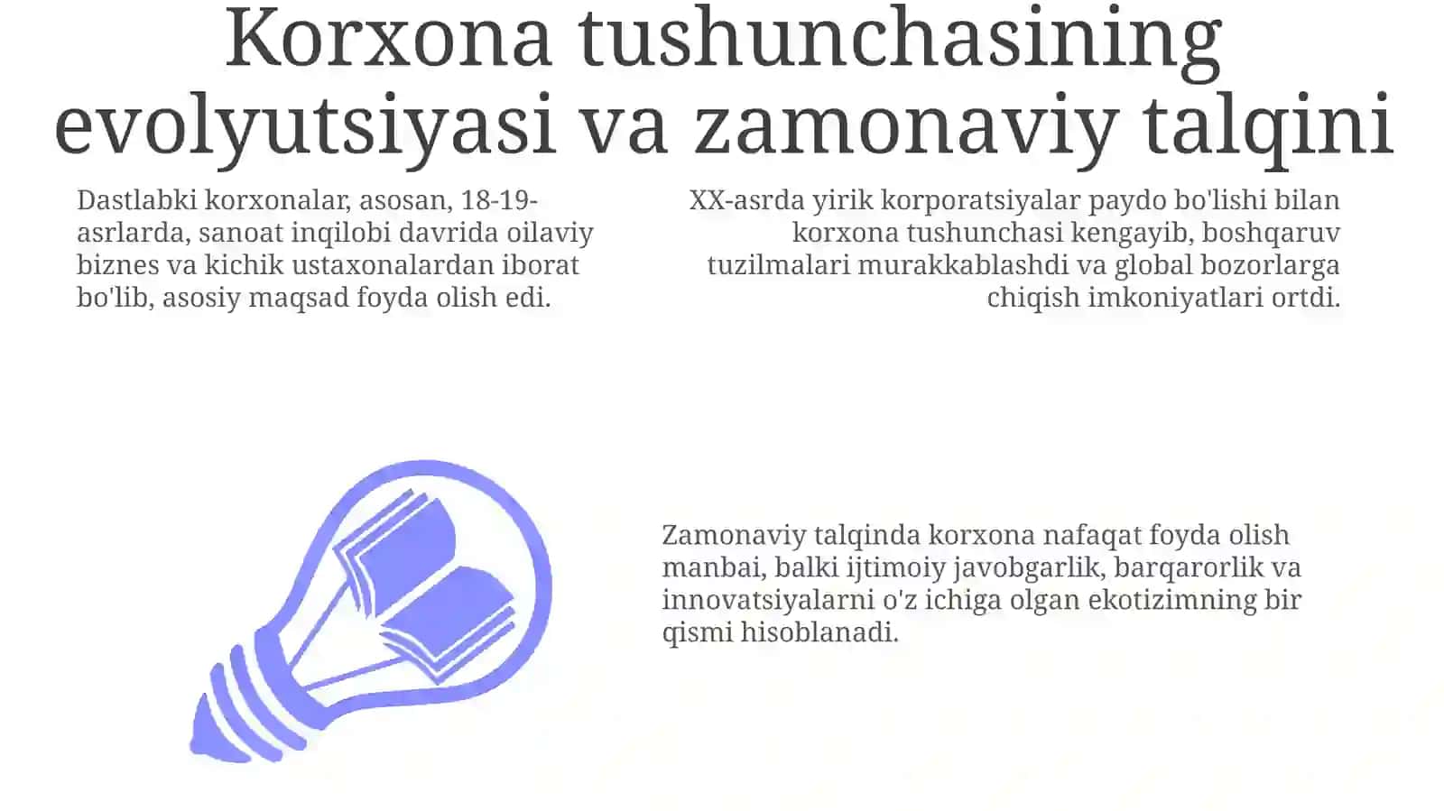 Korxona tushunchasining evolyutsiyasi va zamonaviy talqini 3