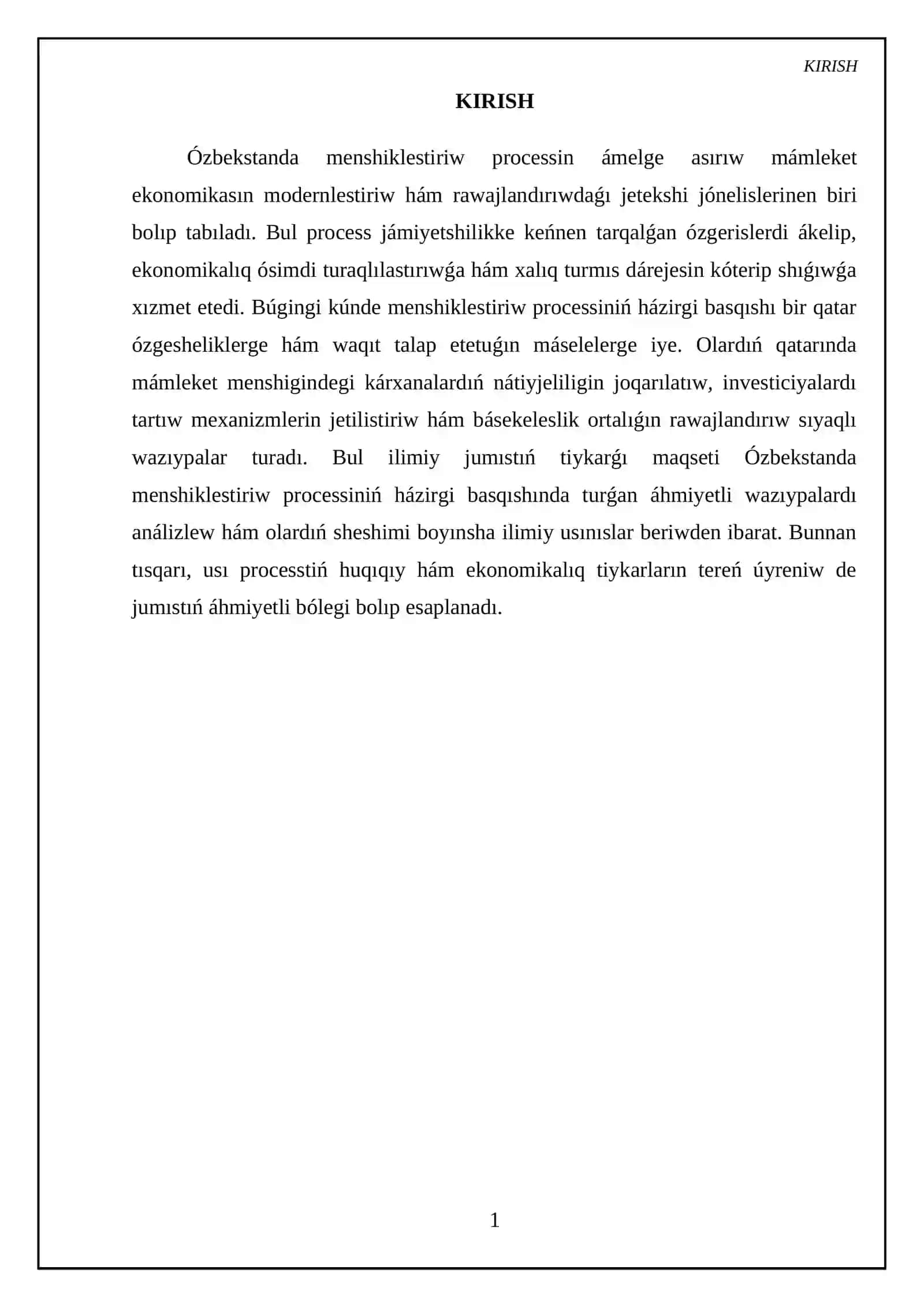 Ózbekstanda menshiklestiriw processiniń házirgi basqıshınıń wazıypaları 3