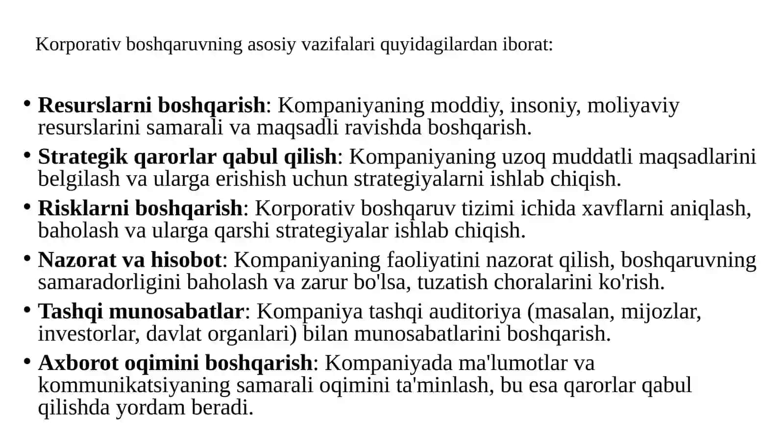 Коrporativ boshqaruv tizimi davlatiga tavaqqalchiliklar 3