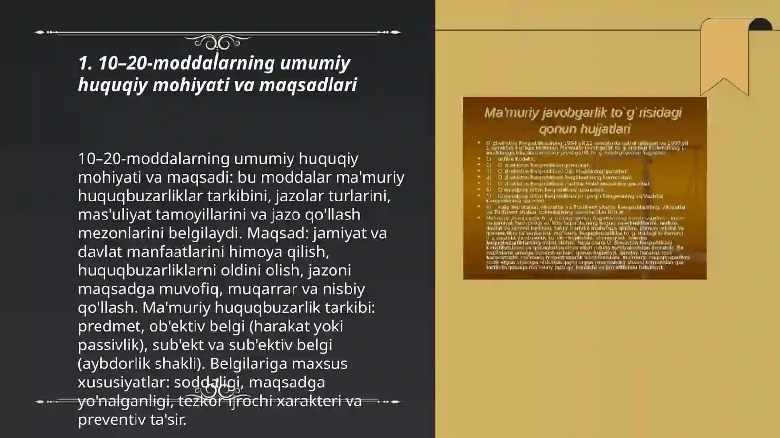 Mamuriy huquqbuzarlik va mauroy javobgarlik 20 listli mamuriy javobgarlik kodeksi 3