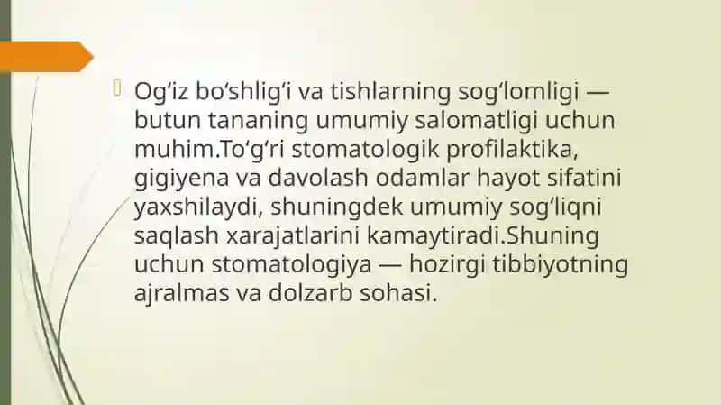 HOZIRGI   STOMATOLOGIYANING   DOLZARB   MUOMMOLARI . SHARQNING   BUYUK  ALLOMALARI TIBBIYOT   HAQIDA 3