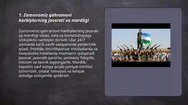 Zamonamiz qahramoni harbiylar 3