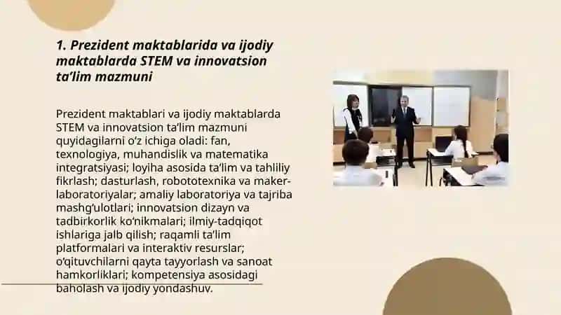 Prezident maktablarida va ijodiy maktablarda ta’lim mazmuni 3