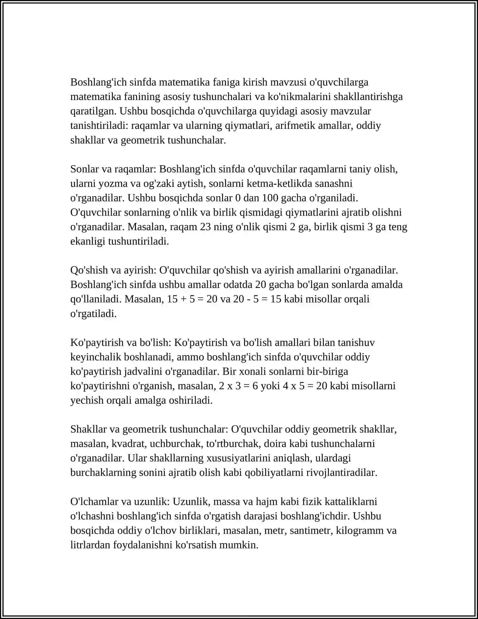 BOSHLANG'ICH SINFDA MATEMATIKA OQITISH JARAYONIDA MEHNAT TARBIYASINI SHAKLLANTIRISH METODIKASI (1-SINF MISOLIDA) 3