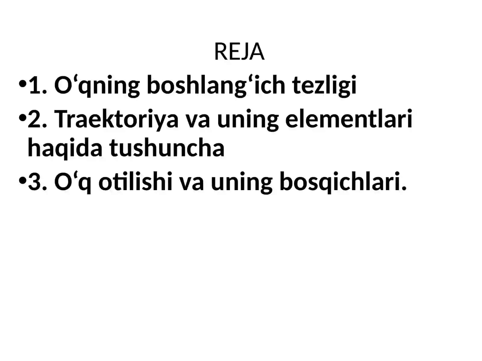 Kurs ishi "O‘qning boshlang‘ichtezligi" 3