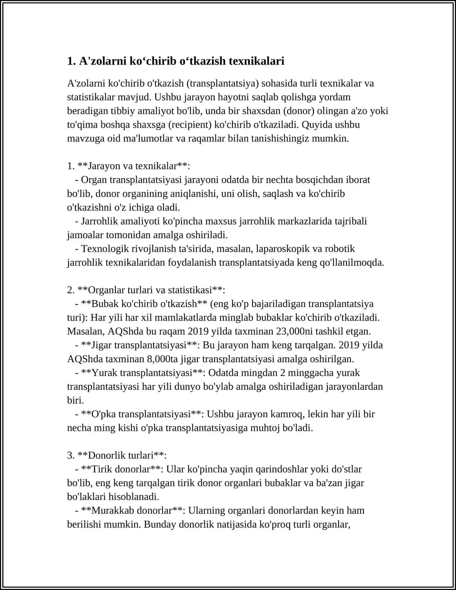 A'zolarni ko'chirib o'tkazish texnikalari 3
