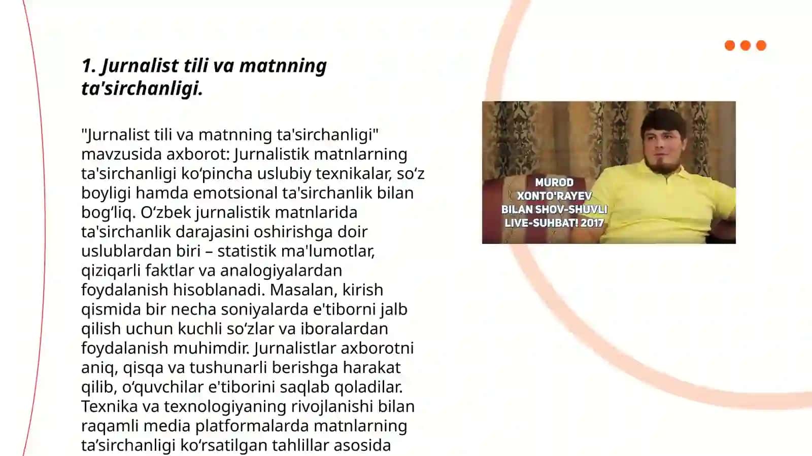 Jurnalist til va matnning ta'sirchanligi 3