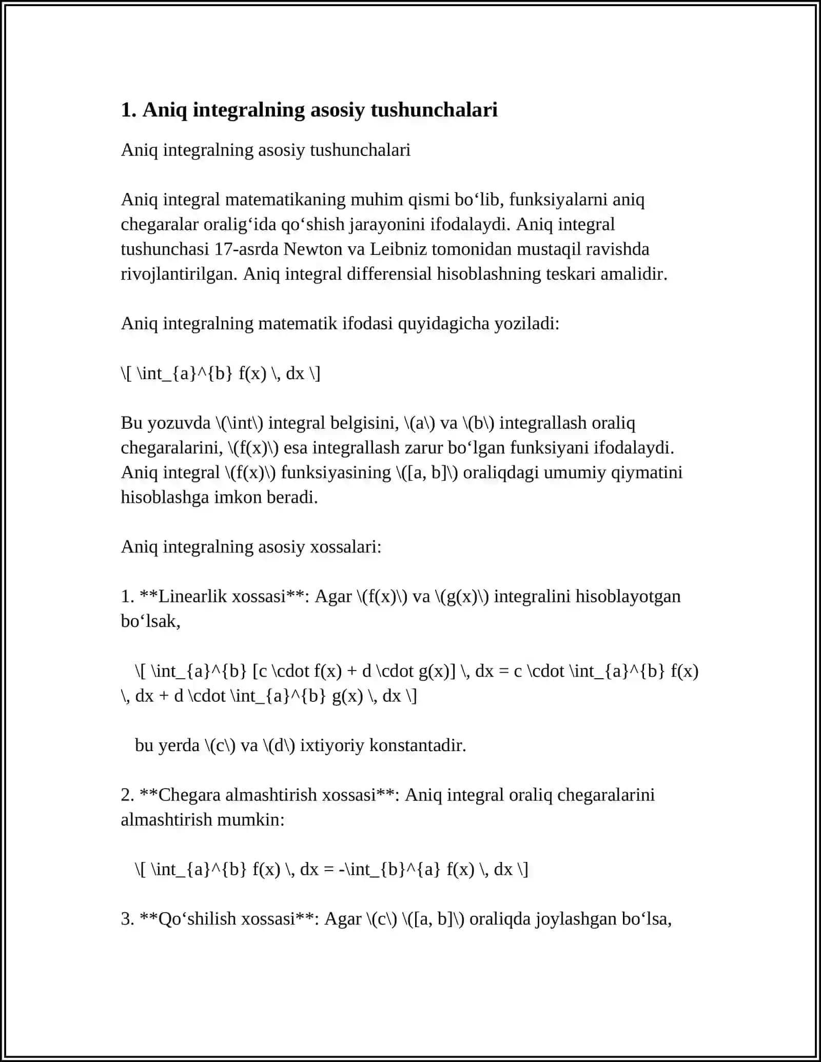 ANIQ INTEGRALNING GEOMETRIYA VA FIZIKA MASALALARGA TADBIQLAR 3