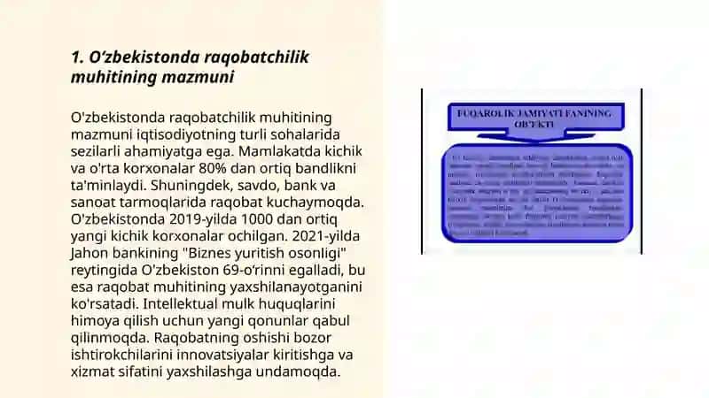 OʻZBEKISTONDA RAQOBATCHILIK MUHITINING SHAKLLANISHI VA MONOPOLIYAGA QARSHI QONUNCHILIKNING KUCHAYTIRILISHINING AHAMIYATI 3