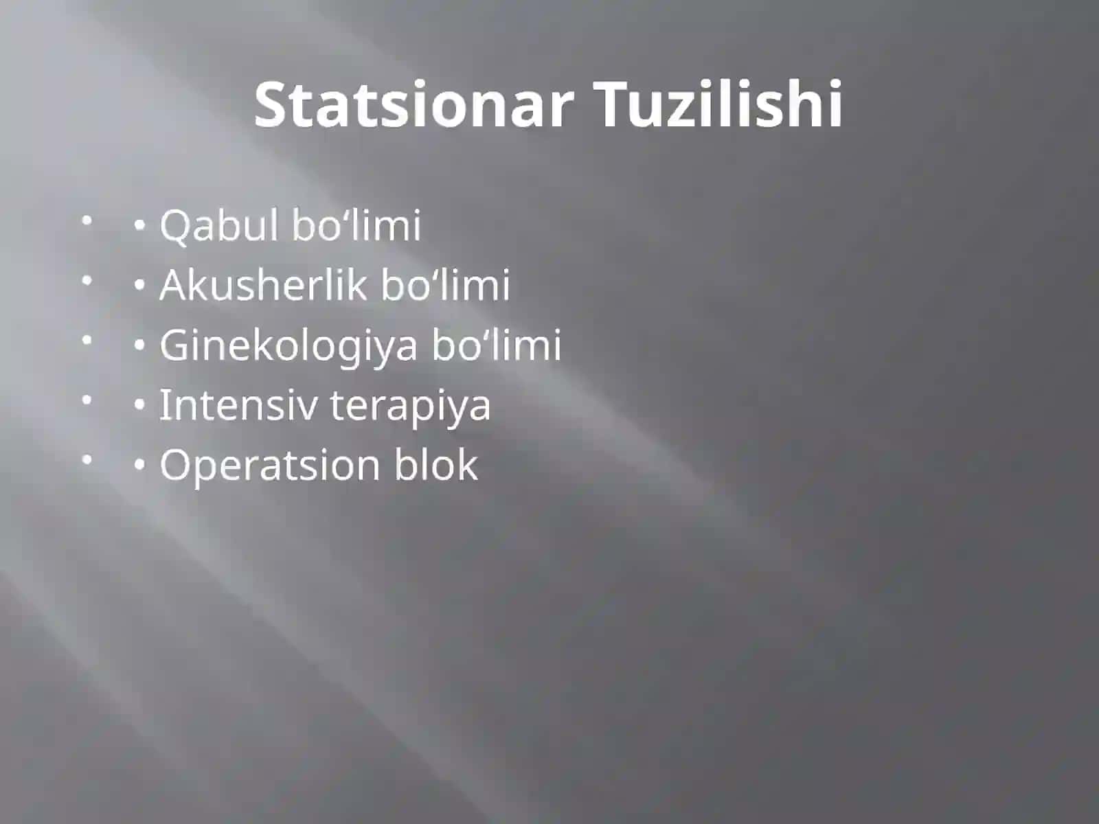 Akusherlik va Ginekologik Statsionarning Tuzilishi va Ayollar Jinsiy A’zolarining Klinika Anatomiyasi 3