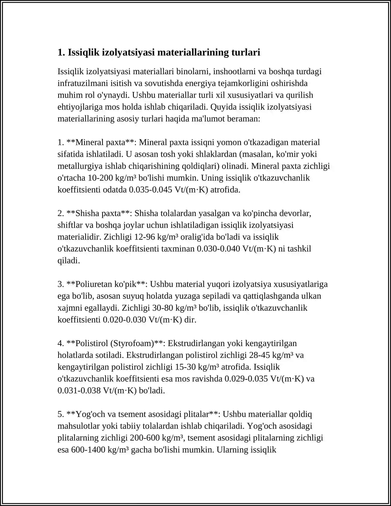 ISSIQLIK IZOLYATSIYASI MATERIALLARINING TAHLILI 3