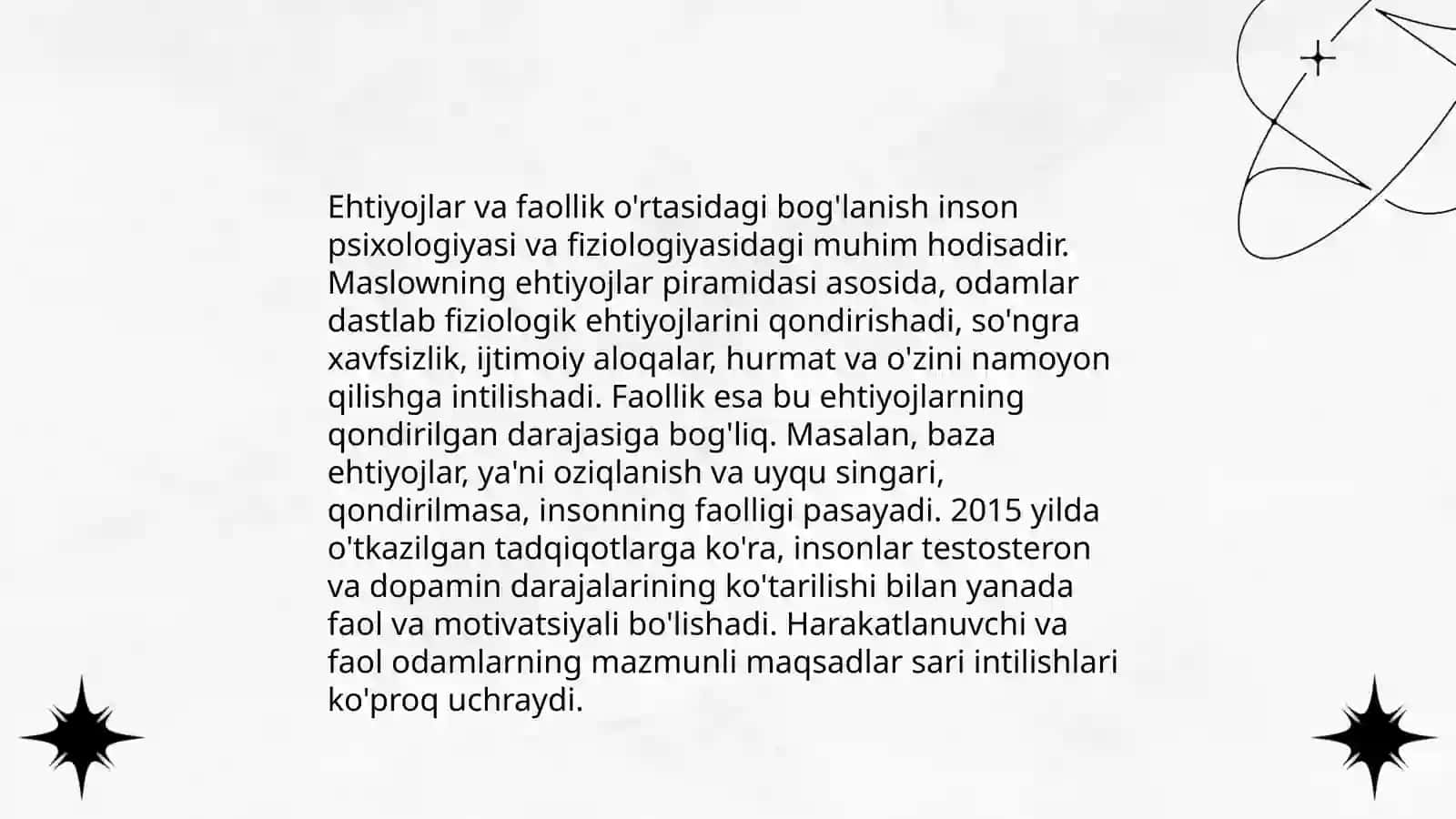 Ehtiyojlar va faollik o'rtasidagi bog'lanish 3