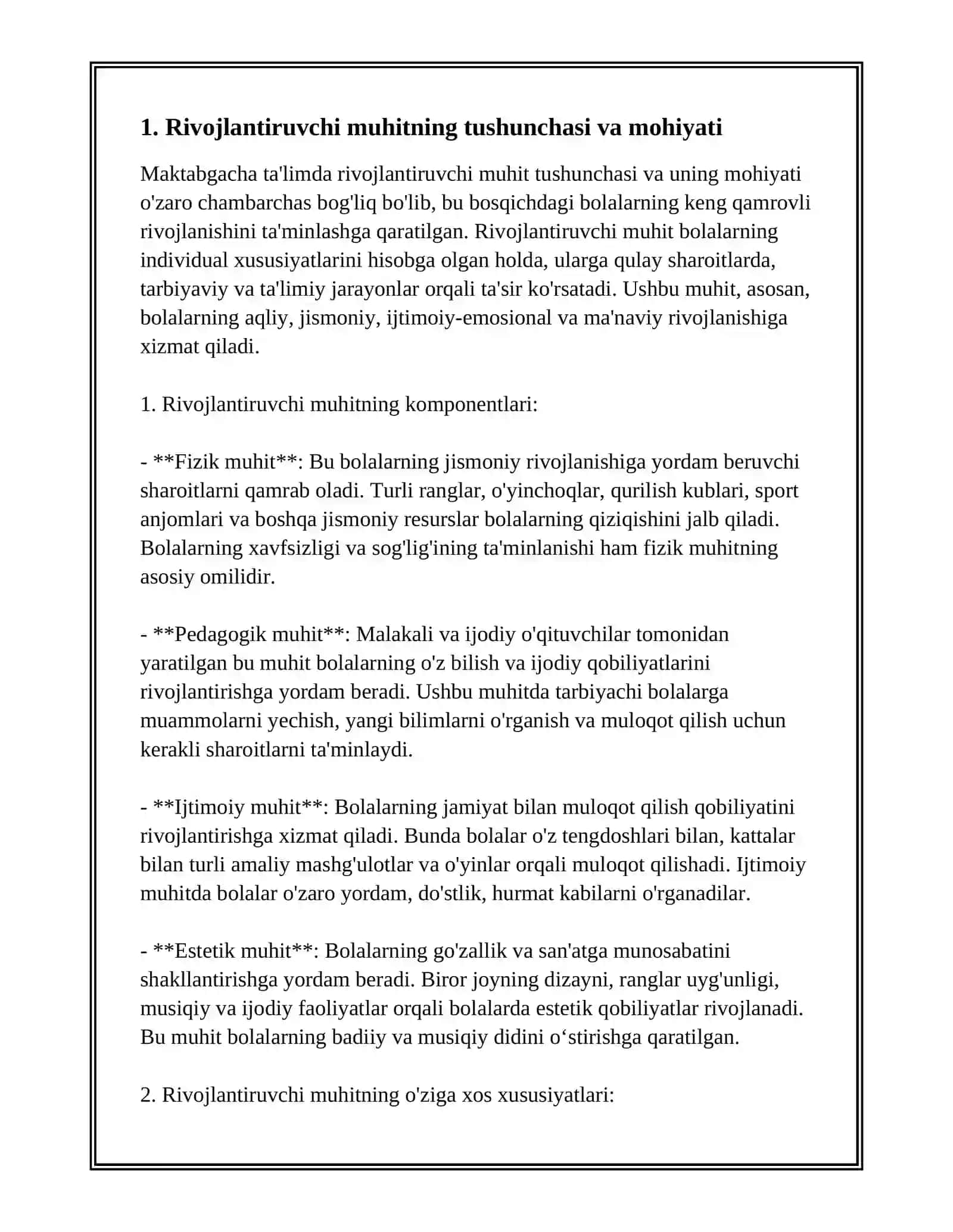 MAKTABGACHA TAʼLIMDA RIVOJLANTIRUVCHI MUHIT TUSHUNCHASI 3