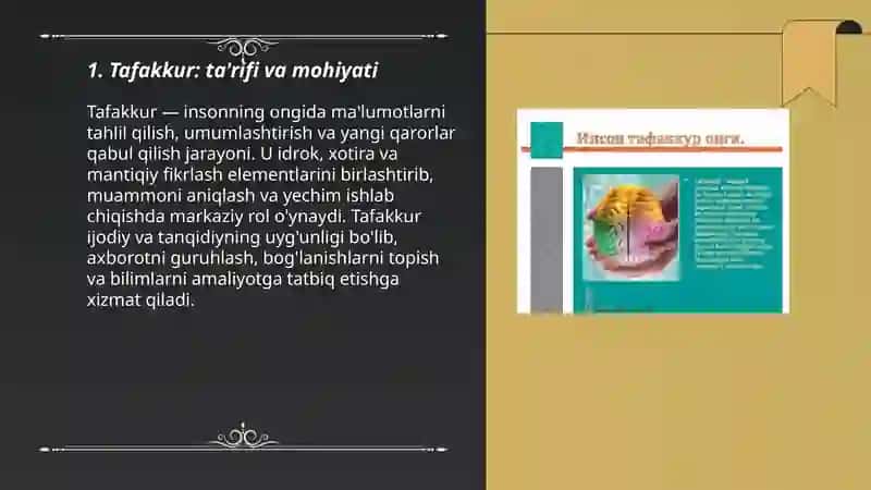 Tafakkur mavzusida 9 sahifali slayd 3