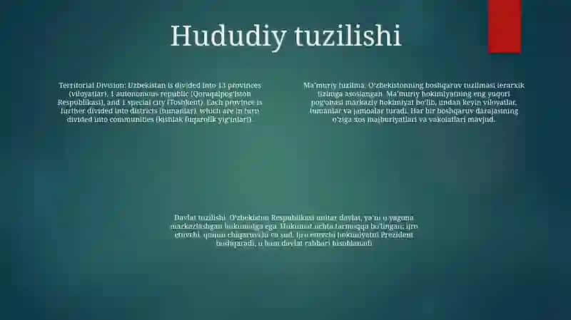 O‘Zbekiston Respublikasining Ma’Muriy-Hududiy Va Davlat Tuzilishi 3