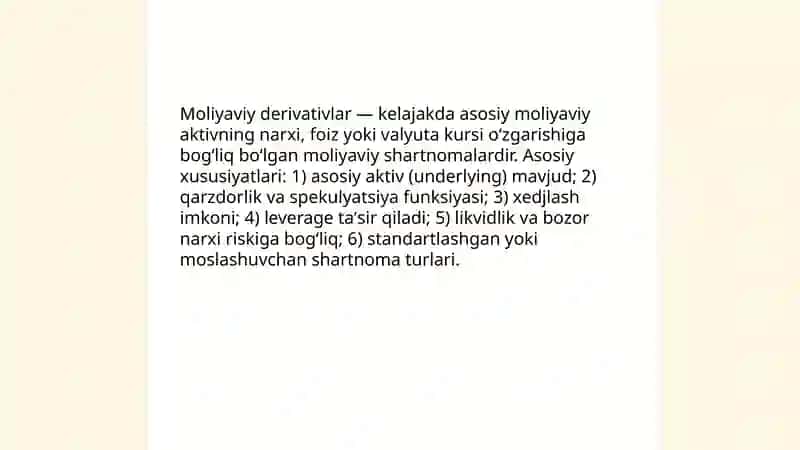 Moliyaviy derivativlar: asosiy tushunchalar va ularning iqtisodiyotdagi funksiyasi 3