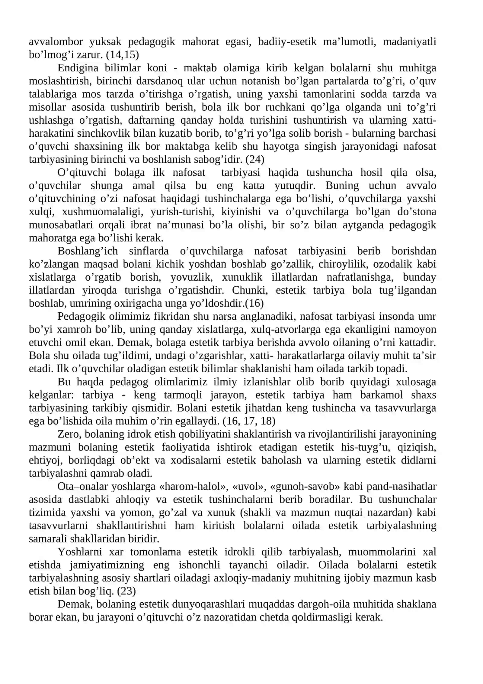Boshlang’ich sinflarda nafosat tarbiyasining mazmuni, uning maqsad va vazifalari 3