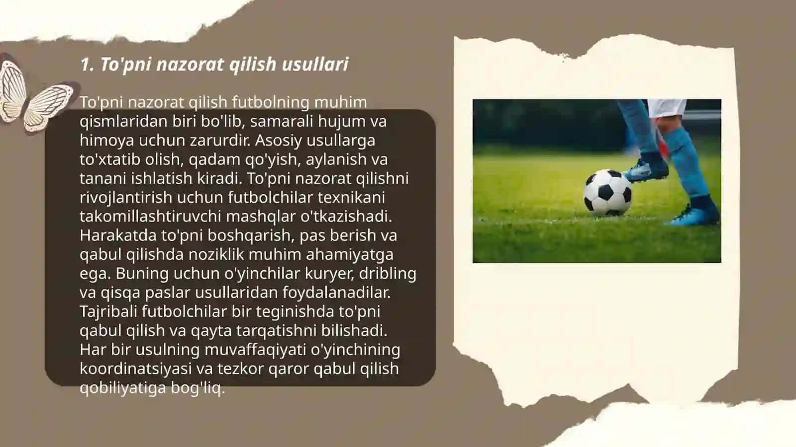 Futbol o'yini texnikasi va qoidasi bajarish 3