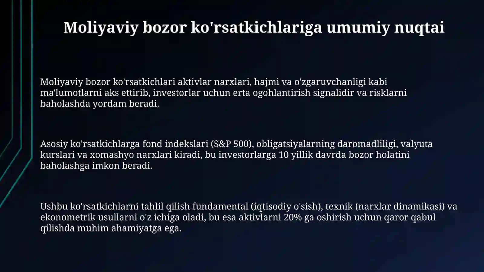 Moliya bozori indikatorlarini baholash 3