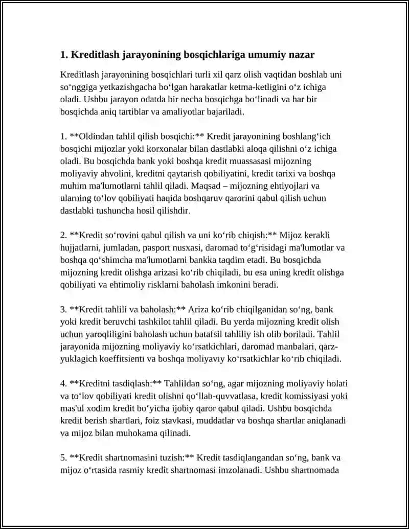 KREDITLASH JARAYONINING BOSQICHLARI VA MANITORING TIZIMINI TAKOMILASHTIRISH 3