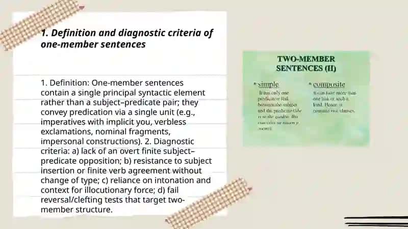 Typology of one and two member sentences in English and native languages 3