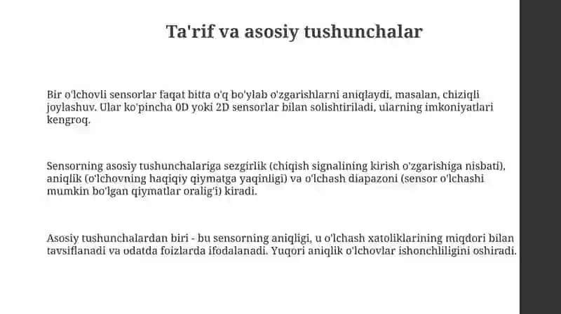 Kattalik miqdoriga kora bir o'lchamlik datchiklar 3