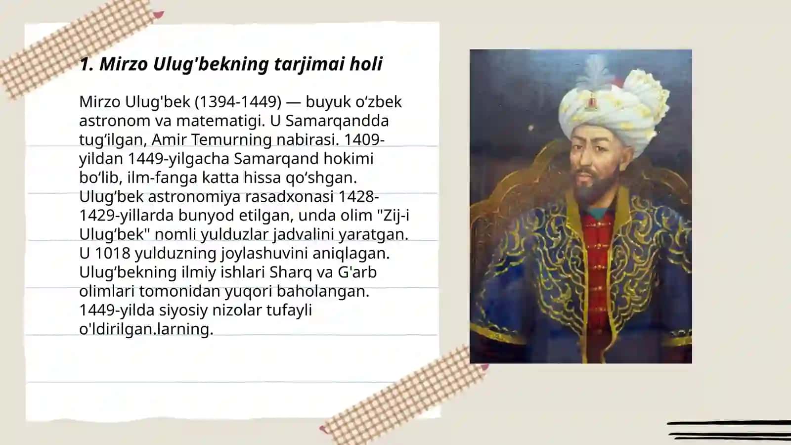Mirzo Ulug'bekning tarjimai holi 3