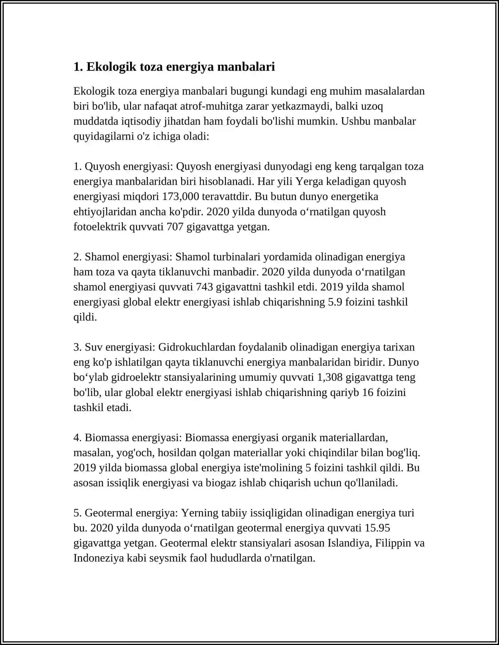 MUSTAQIL ISH Mavzu: EKOLOGIK XAVFSIZLIK 3