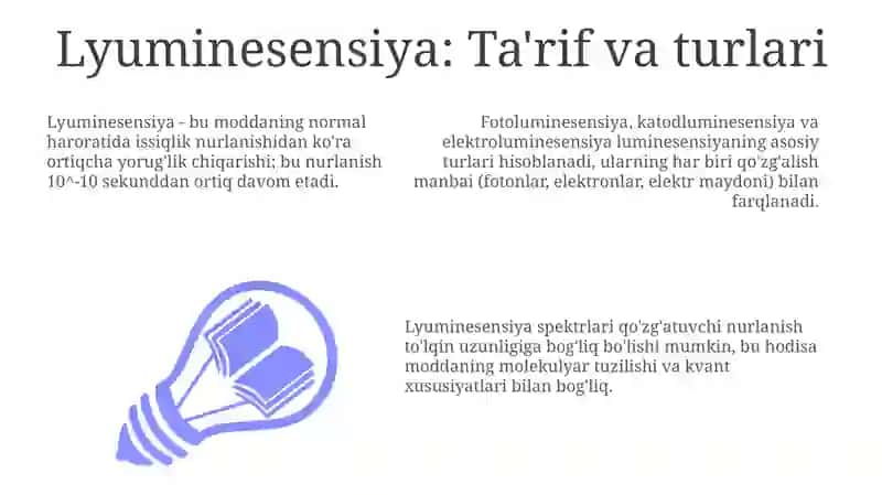 Lyuminessensiyaning energetik va kvant unumi. Vavilov qonuni 3