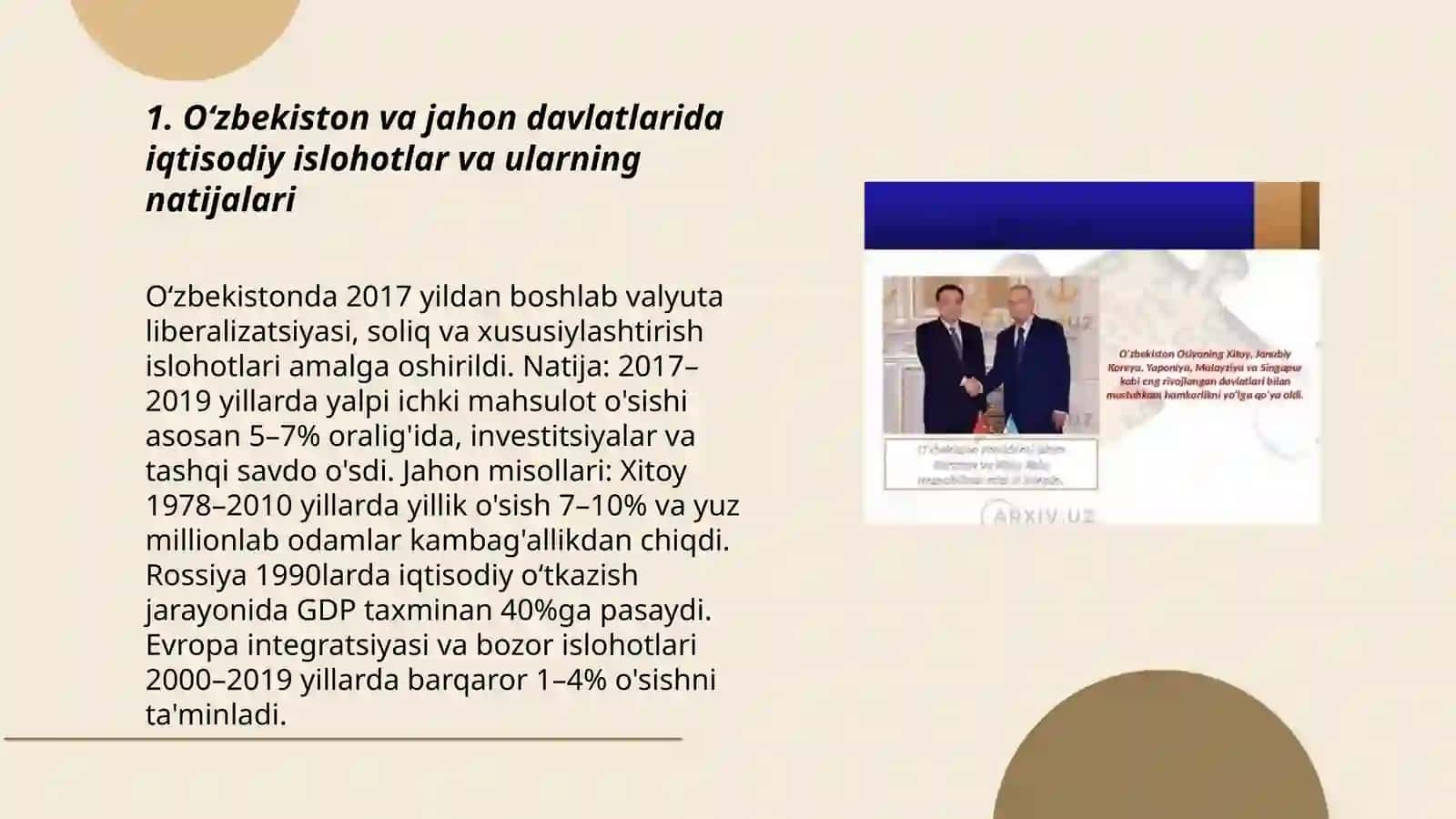 Oʻzbekiston va jahon davlatlari rivojlanishi 3