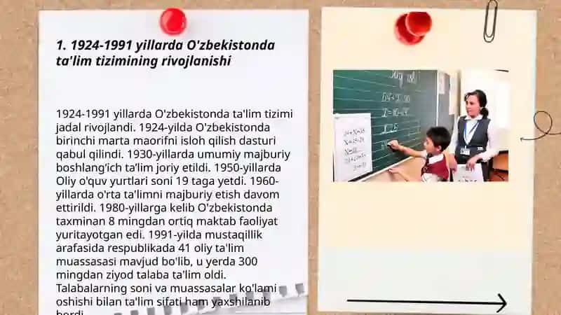 1924 1991 yillarda O'zbekistonda ta'lim tizimi va pedagogik fikrlar 3