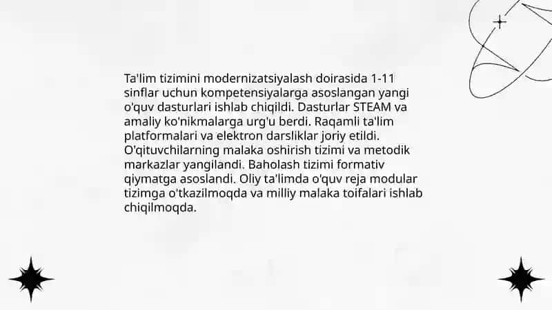 Ta'lim tizimini modernizatsiyalash va ta'lim dasturlarini yangilash 3