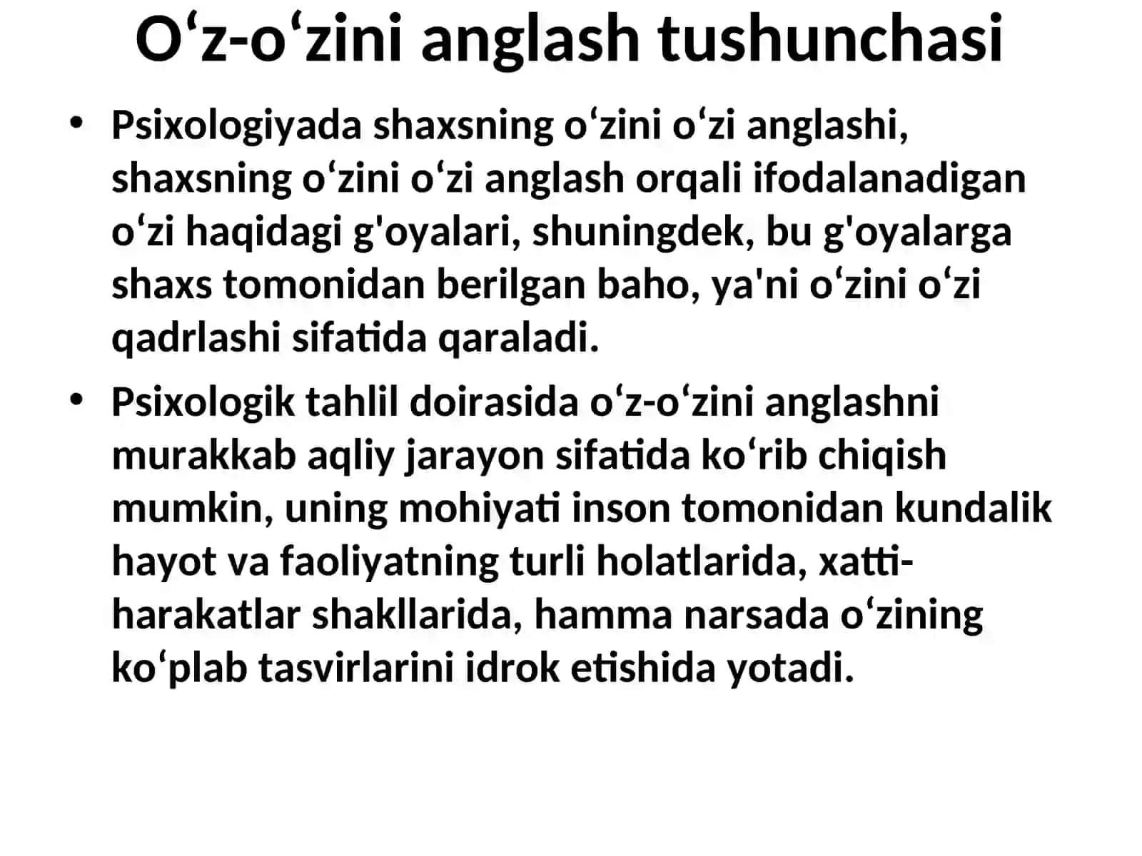 Shaxsnio‘zinio‘zi anglashi.Shaxsni o‘zini o‘zi kamol toptirishi 3
