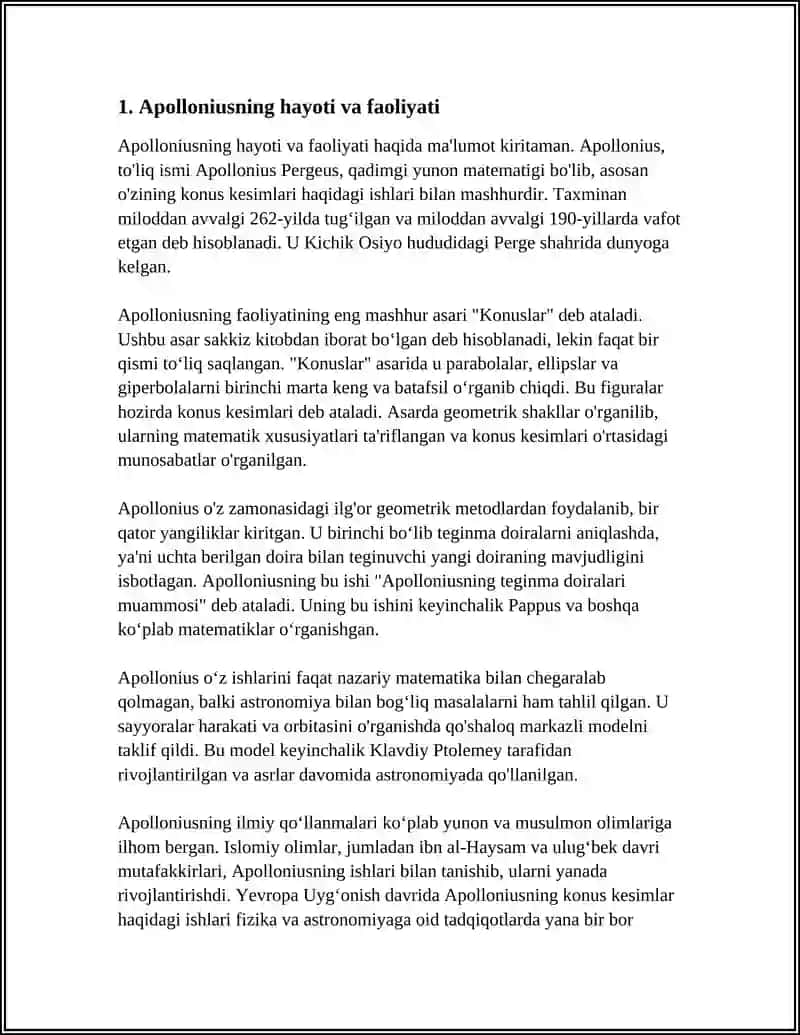 PERGA APOLLONIUSNING MATEMATIKAGA QO'SHGAN HISSASI 3