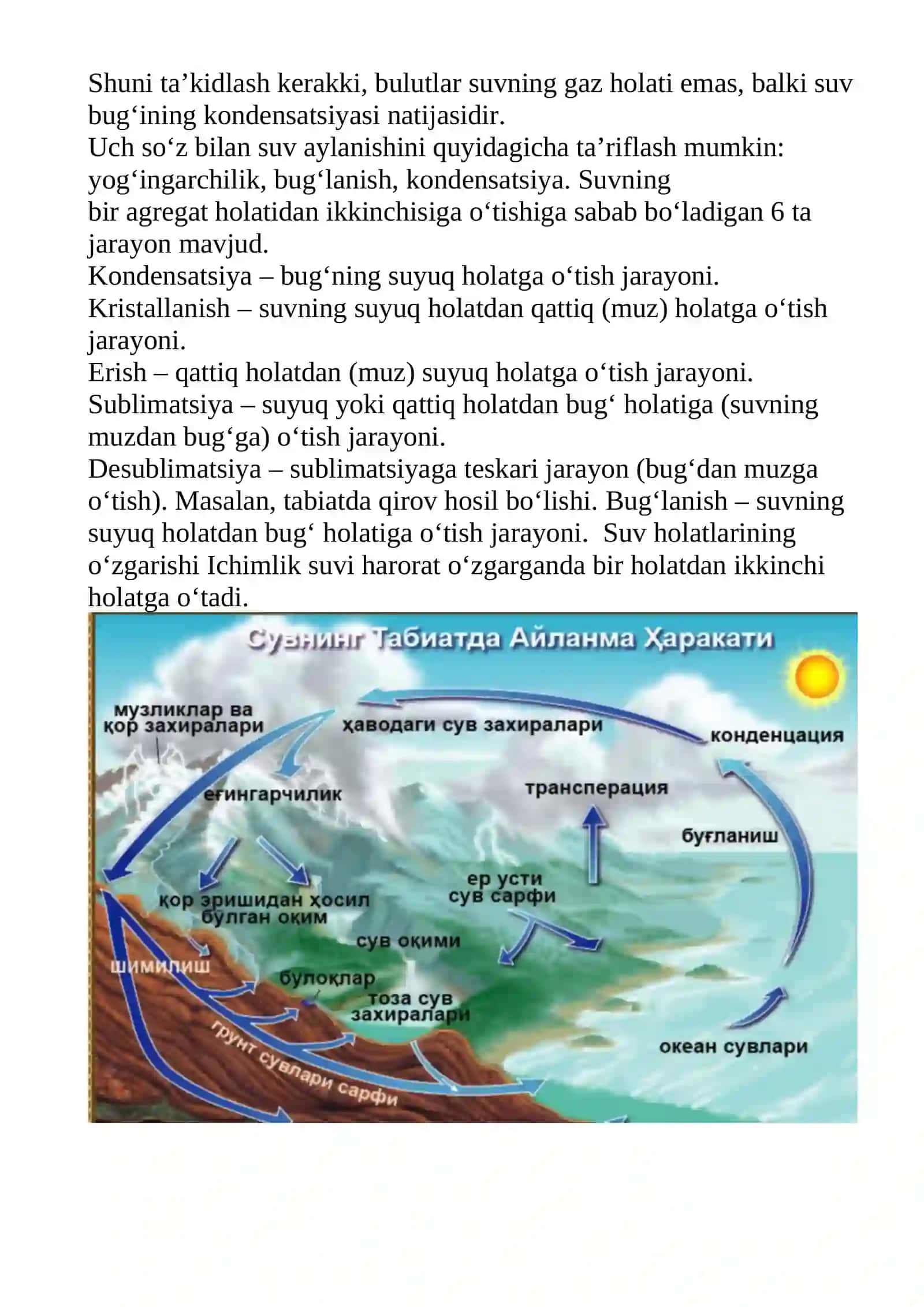 7-sinf Kimyo fanidan Suvning agregat holatlari va tabiatda aylanishi ochiq dars ishlanma 3