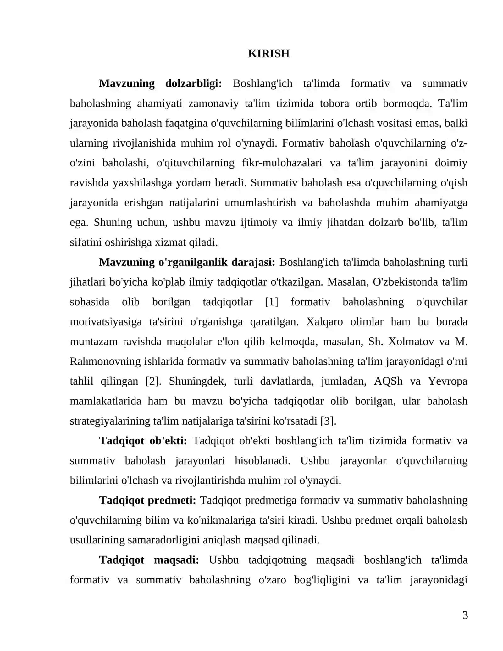 "Boshlang'ich ta'limda formativ va summativ baholashning pedagogik tahlili" 3