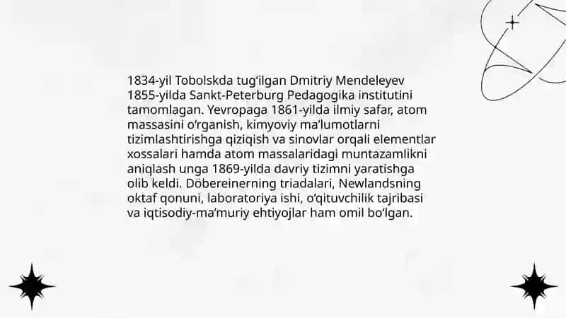 Mendeleyevning elementlar davriy sistemasi va davriy qonunining shakllanish tarixi 3