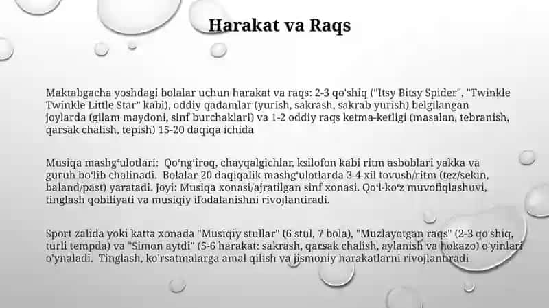 Musiqa va raqs mashg'ulotlari 3