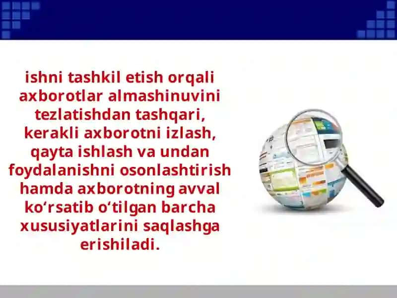 AXBOROTNI JAMIYATDA TUTGAN O'RNI VA TARQALISHI 3