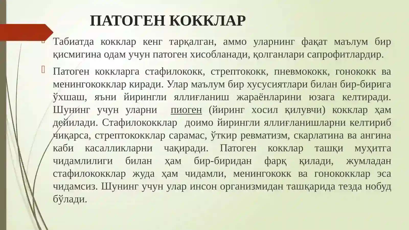 Хусусий микробиология. Йирингли- яллиғланиш ва жарохат юқумли касалликларини келтириб чиқарувчи микроорганизмлар 3