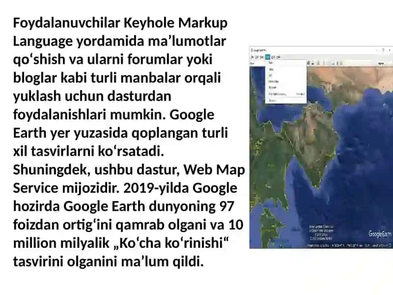 Google Earth dasturi vauning ahamiyati 3