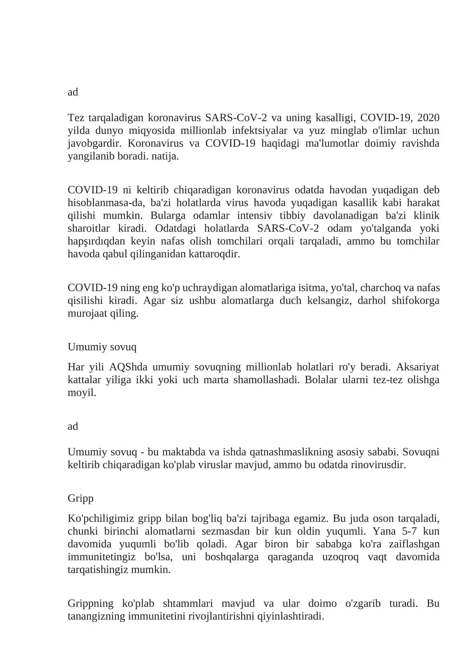 HAVO TOMCHI ORQALI YUQADIGAN KASALLIKLAR 3