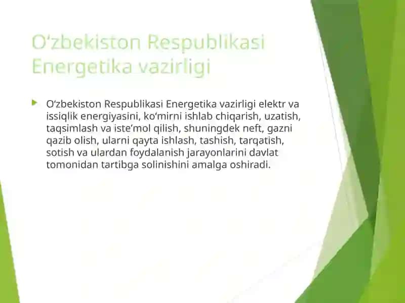 ENERGIYA:Qayta tiklanadigan manbalarga o'tish 3