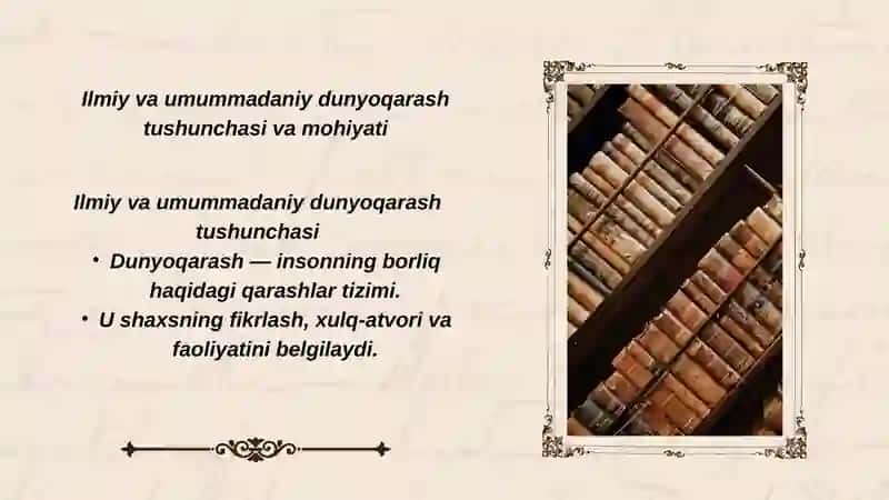 Ta'lim tarbiya jarayonida  ilmiy  va umummadaniy dunyoqarashni shakllantirish 3