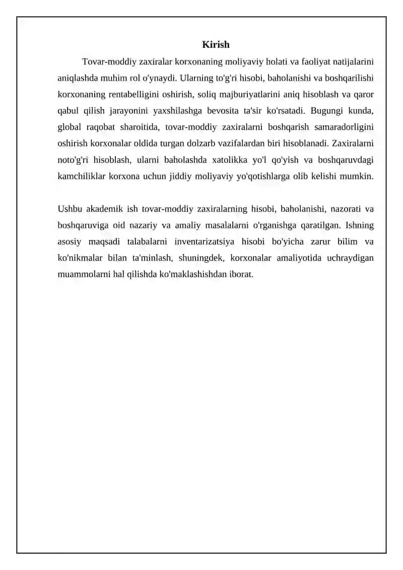 Tovar-moddiy zaxiralar hisobi 3