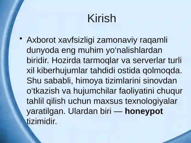 Honeypot tizimlari va ularning ochiq kodli implementatsiyalari 3