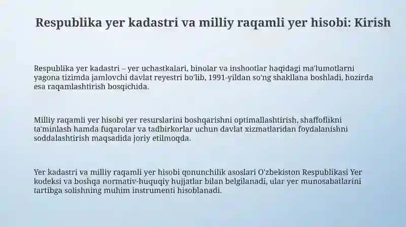 Respublika yer kadastri va milliy raqamli yer hisobi 3