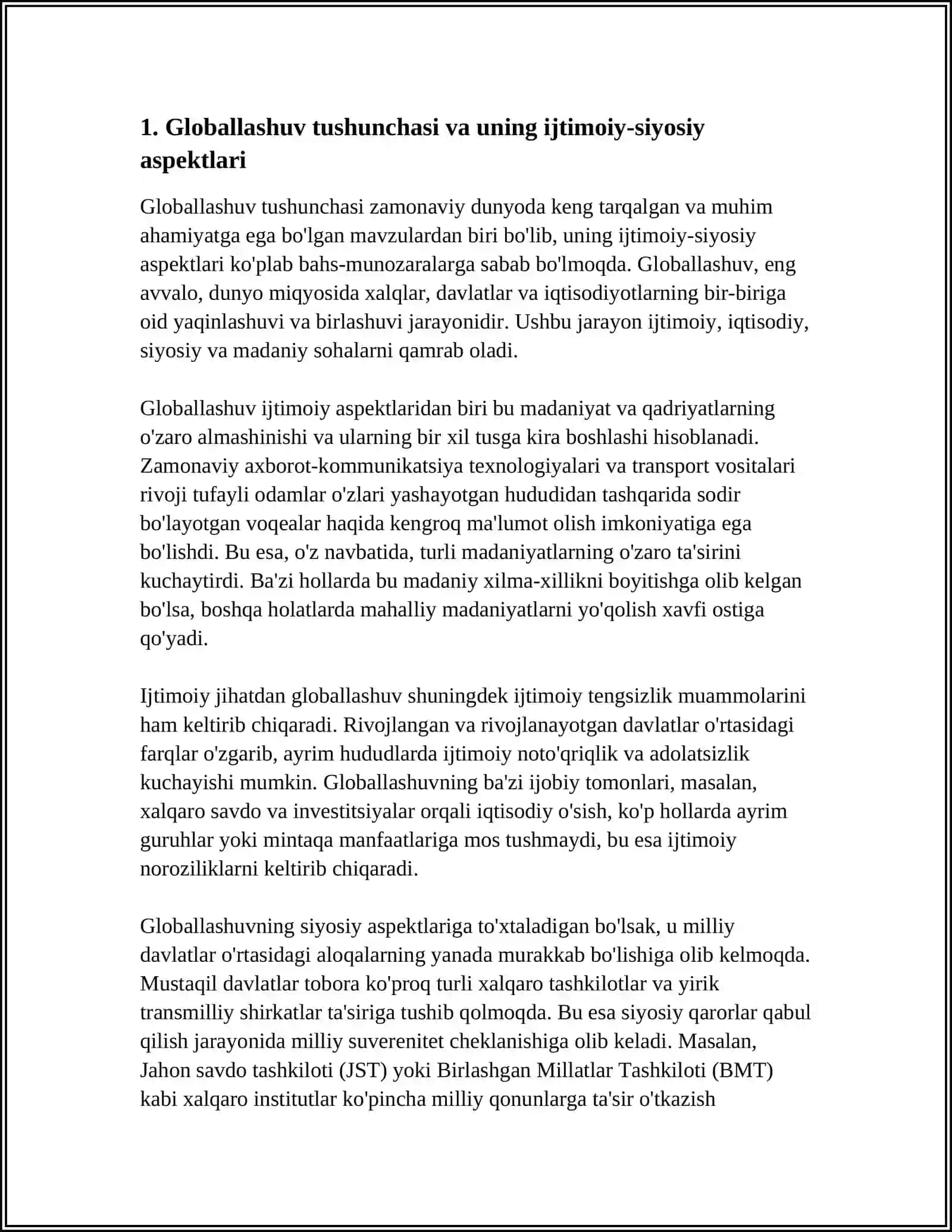 Globallashuv, Globalistika va Barqaror Taraqqiyot Tushunchalarining Mohiyati 3
