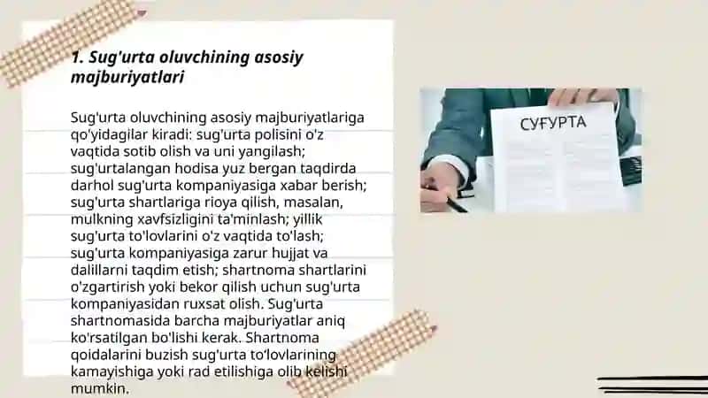 Sug‘urta shartnomasida tomonlarning huquq va majburiyatlari 3