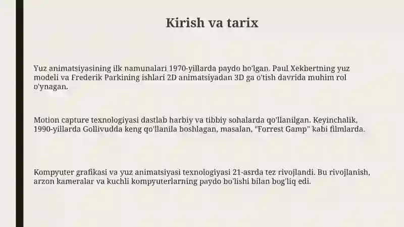 Kompyuter grafikasida yuz animatsiyasi va motion capture texnologiyasi 3